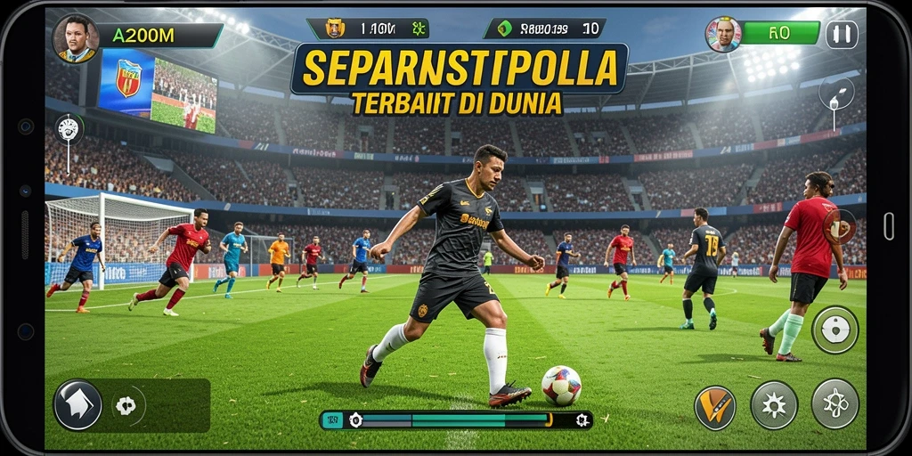 Tampilan gameplay menarik dari A200M dalam aksi sepak bola.
