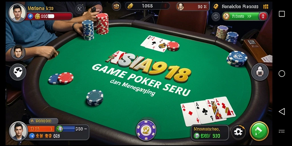 Screenshot gameplay menarik dari ASIA918 yang menampilkan aksi Poker nyata.