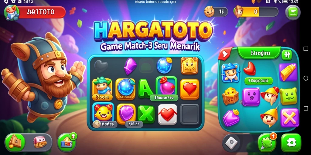 Tampilan gameplay HARGATOTO dengan kombinasi warna dan tantangan mencocokkan.