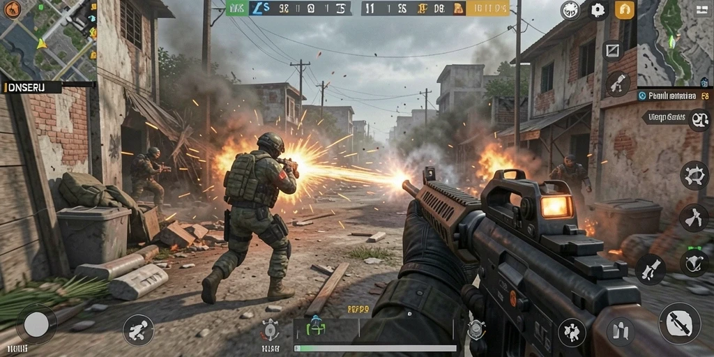 Screenshot gameplay IDNSERU dengan aksi pertempuran intens.