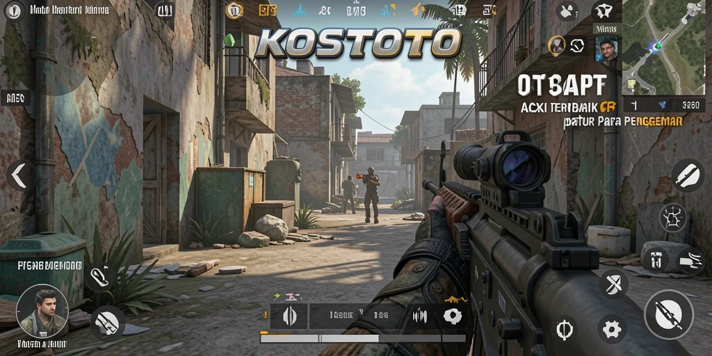 Tangkapan layar KOSTOTO menampilkan aksi seru dalam permainan FPS.