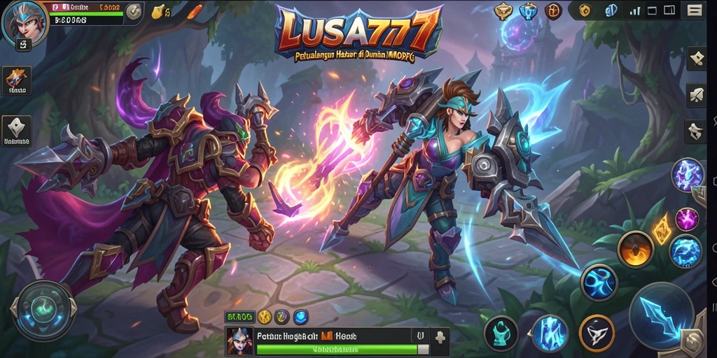Screenshot gameplay LUSA777 yang menampilkan pertarungan epik dalam MMORPG.