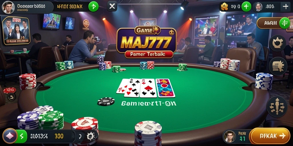 Tampilan gameplay MAJ777 menampilkan atmosfer poker yang mendebarkan.
