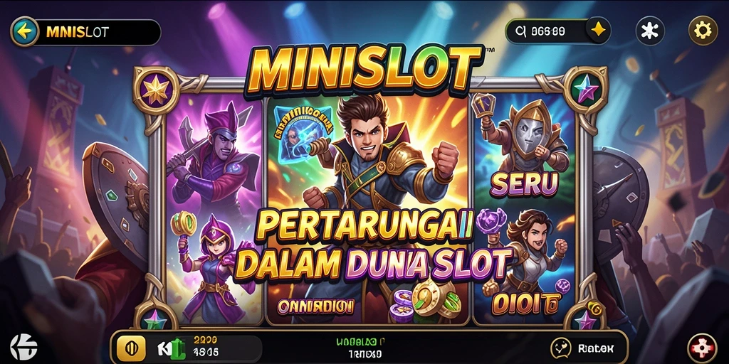 Tangkapan layar gameplay MINISLOT dengan pertarungan intens dan karakter yang menarik.
