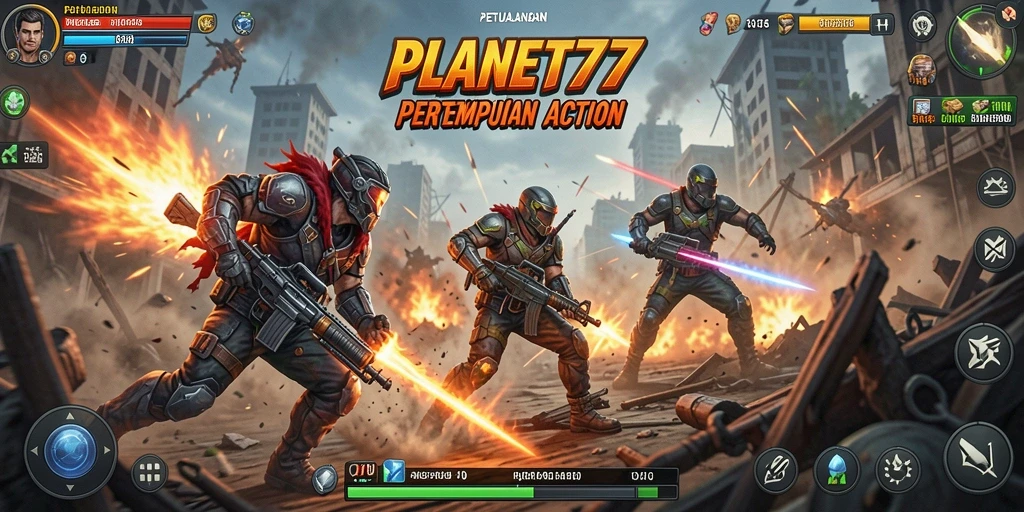 Tampilan gameplay action seru dalam PLANET77.
