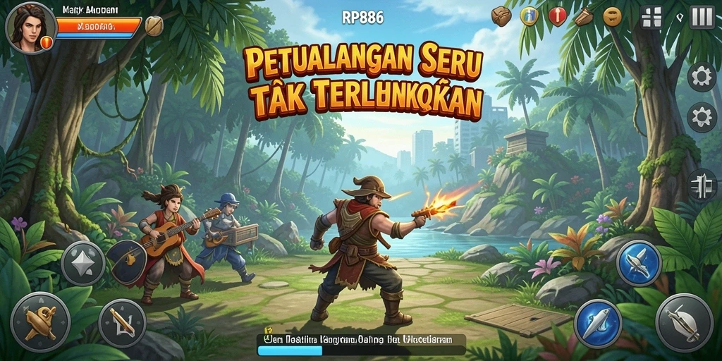 Screenshot gameplay RP886 menampilkan aksi petualangan yang mendebarkan.