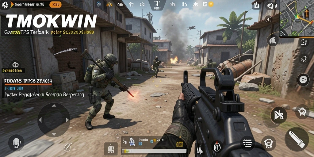 Screenshot gameplay TMOKWIN dengan aksi tembak-menembak yang mendebarkan.